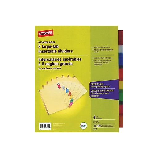 Staples Big Tab Insertable Paper Dividers, 8-Tab ...