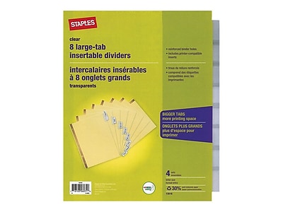 Big Tab Write-O... Paper Dividers with Tabs 1InTheOffice 8 Tab Binder Dividers 