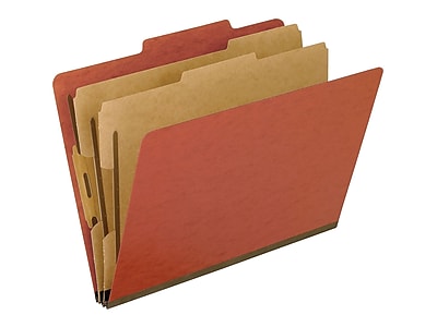 Pendaflex Pressboard Classification Folders, Letter, Six-Section, Red, 10/Box