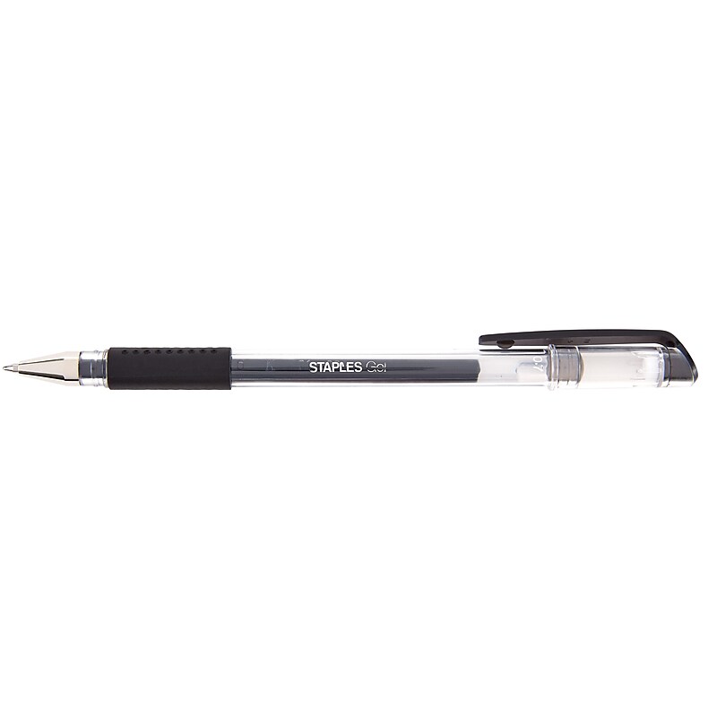 Staples Gel Pens, Medium Point, Black Ink, Dozen (11246-CC) image 1