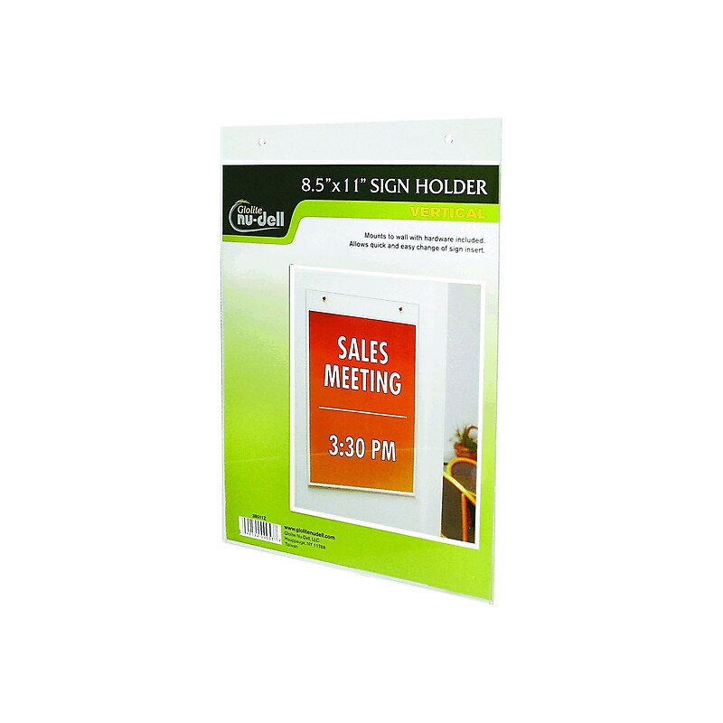 NuDell Sign Holder, 8.5" x 11", Clear Plastic (38011) image 1