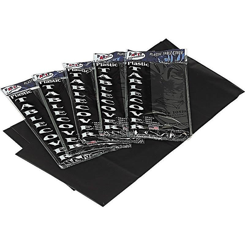 Tablemate Heavy Duty 108"W x 54"D Solid Table Cover, Black, 6/Pack (TBL-549-BK) image 1