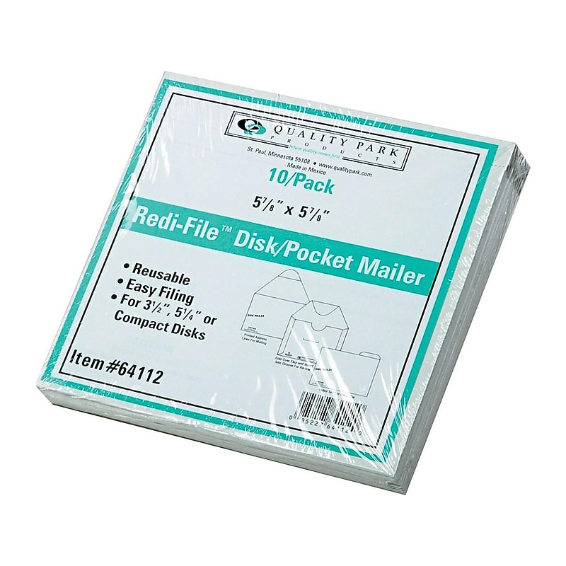6" x 5.88" CD & DVD Mailer, White, 10/Box (QUA64112) image 1