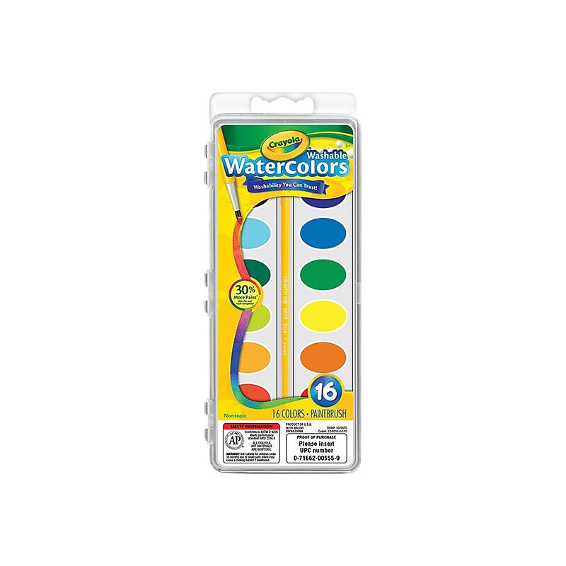 Crayola Washable Watercolors, Assorted (53-0555) image 1