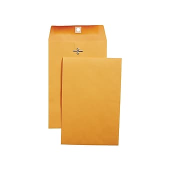 Staples Clasp & Moistenable Glue Catalog Envelopes, 6" x 9", Brown, 100/Box (186999/19267)