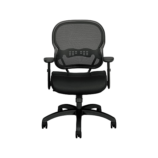 HON Wave Mesh Mid-Back Chair, Synchro-Tilt, Adjustable Arms, Black