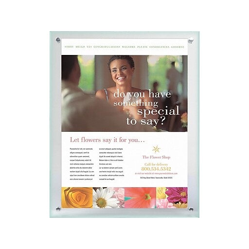 Staples Premium Sign Holder, 8.5" x 11", Clear with Green Edges Plastic