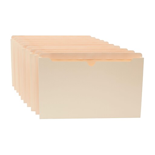 Staples File Jacket, 1.5" Expansion, Legal Size, Manila, 10/Pack
