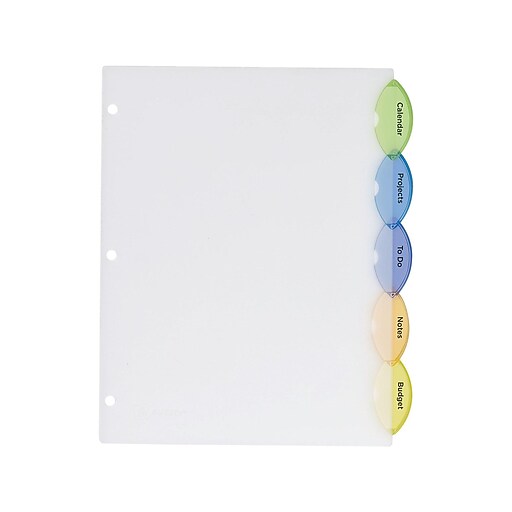 Avery® Style Edge™ Insertable Plastic Dividers, 5Tab Staples