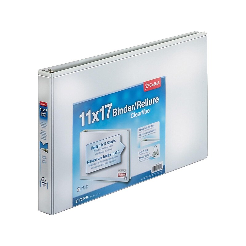 Cardinal ClearVue 1" 3-Ring View Binder, D-Ring, White (22112V4) image 1