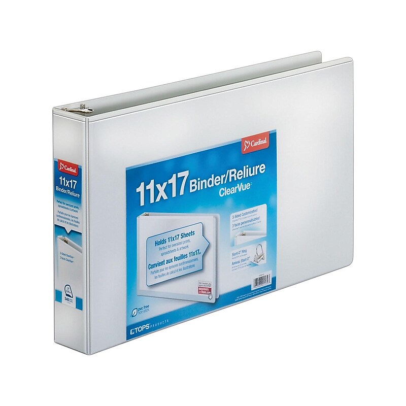 Cardinal ClearVue 2" 3-Ring View Binders, D-Ring, White (22132V4) image 1