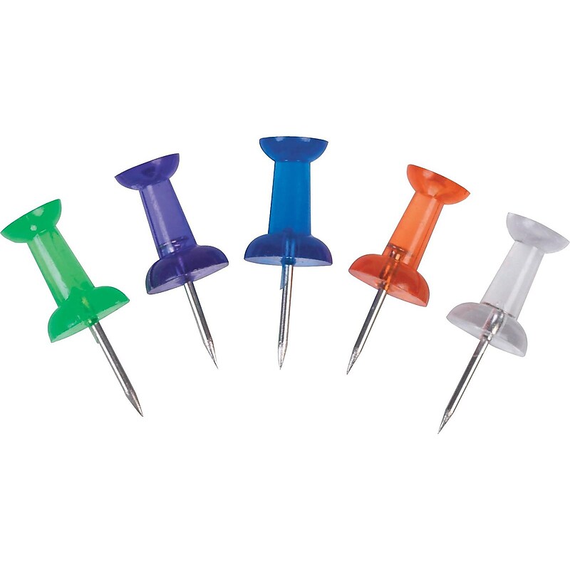 Staples Push Pins, Translucent Assorted, 200/Pack (44444) image 1
