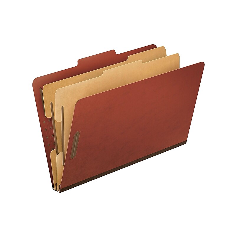 Pendaflex PressGuard Paperboard Heavy Duty Classification Folders, Legal Size, 2 Dividers, Brick Red, 10/Box (PFX2257R) image 1