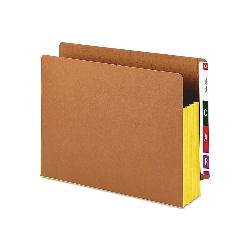 Smead Extra Wide Paper Stock File Pocket, 3.5" Expansion, Yellow/Redrope, 10/Box (73688) image 1
