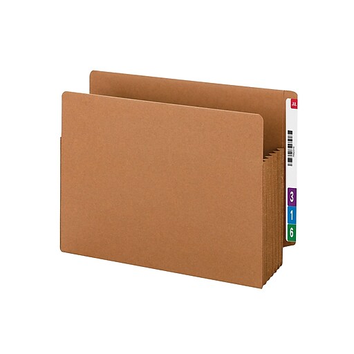 Extra Wide Letter Size 5-1/4 Expansion Renewed 73691 10 per Box Redrope with Dark Brown Gusset Smead End Tab File Pocket Reinforced Straight-Cut Tab 