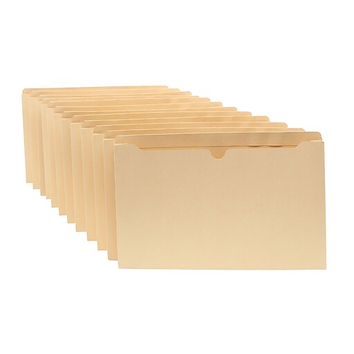 Staples Paper Stock File Jacket, 2" Expansion, Legal Size, Brown, 12