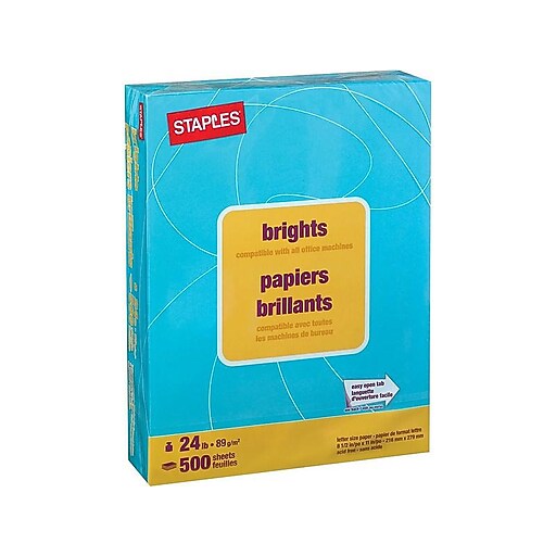 Staples® Brights 24 lb. Colored Paper, Blue, 500/Ream Staples