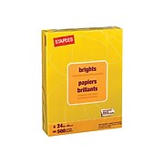 Staples Brights Multipurpose Paper, 24 lbs., 8.5" x 11", Yellow, 500/Ream (20102)