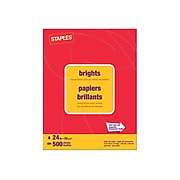 Staples Brights Multipurpose Paper, 24 lbs., 8.5" x 11", Red, 500/Ream (20104)