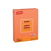 Staples Brights Multipurpose Paper, 24 lbs., 8.5" x 11", Orange, 500/Ream (20108)