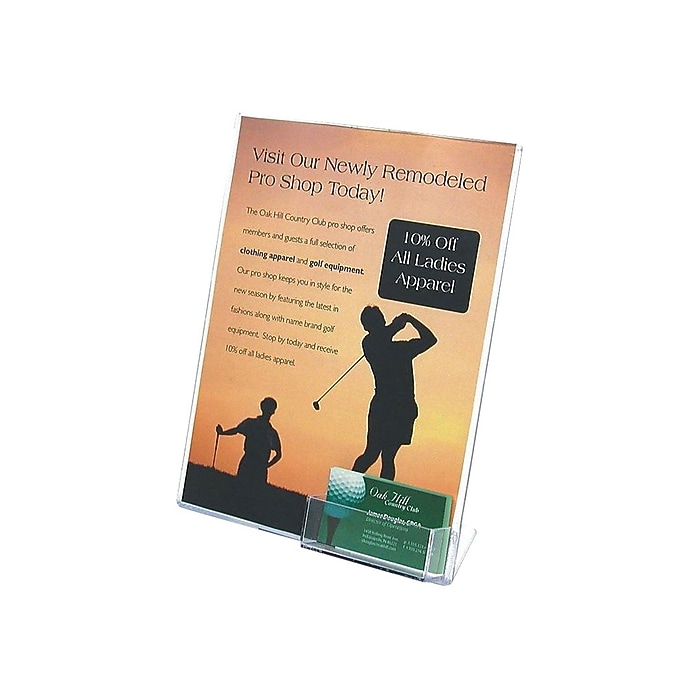 Staples Sign Holder with Business Card Pocket, 8.5