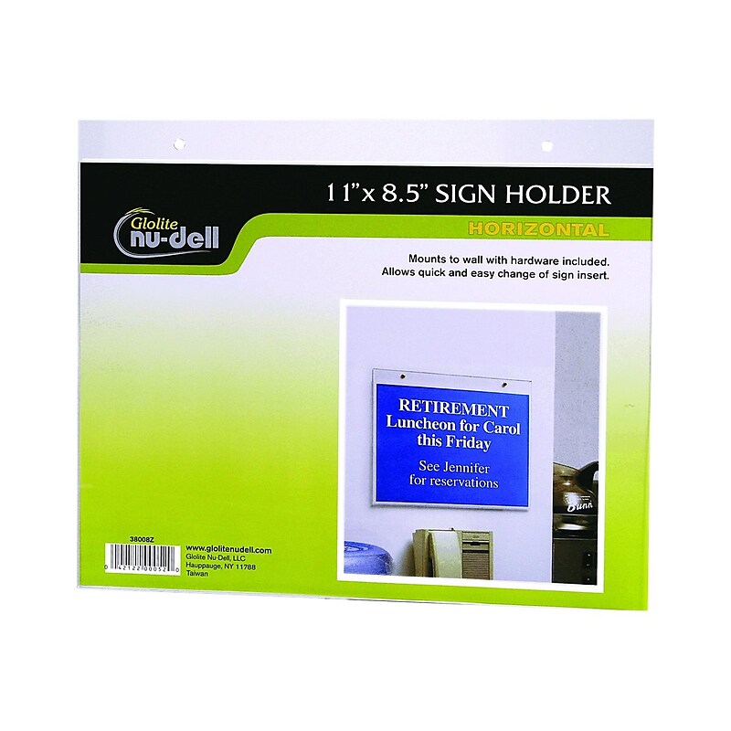 NuDell Sign Holder, 8.5" x 11", Clear Plastic (38008) image 1