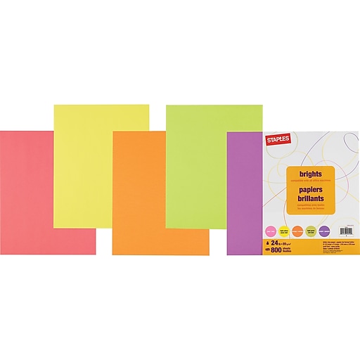 Staples® Brights Multipurpose Paper, 24 lbs., 8.5 x 11, Red, 500