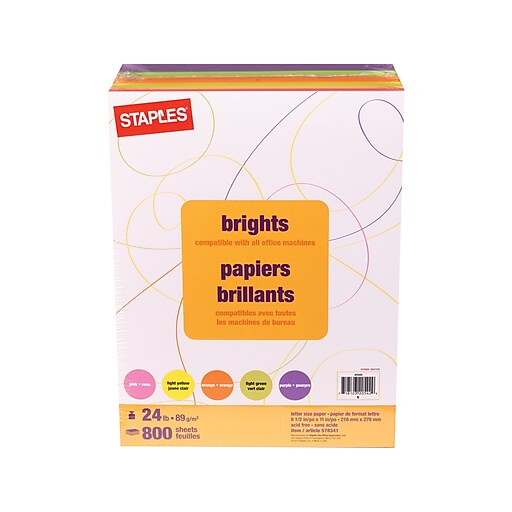 Staples® Brights 24 lb. Colored Paper Staples