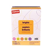Staples Brights Multipurpose Colored Paper, 24 lbs., 8.5" x 11", Multicolor, 800 Sheets/Ream (25492)