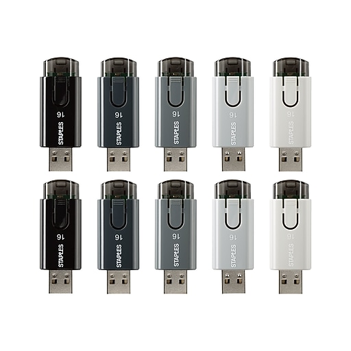 Staples 16GB USB 2.0 Type A Flash Drive, Assorted Colors (52548) | Staples