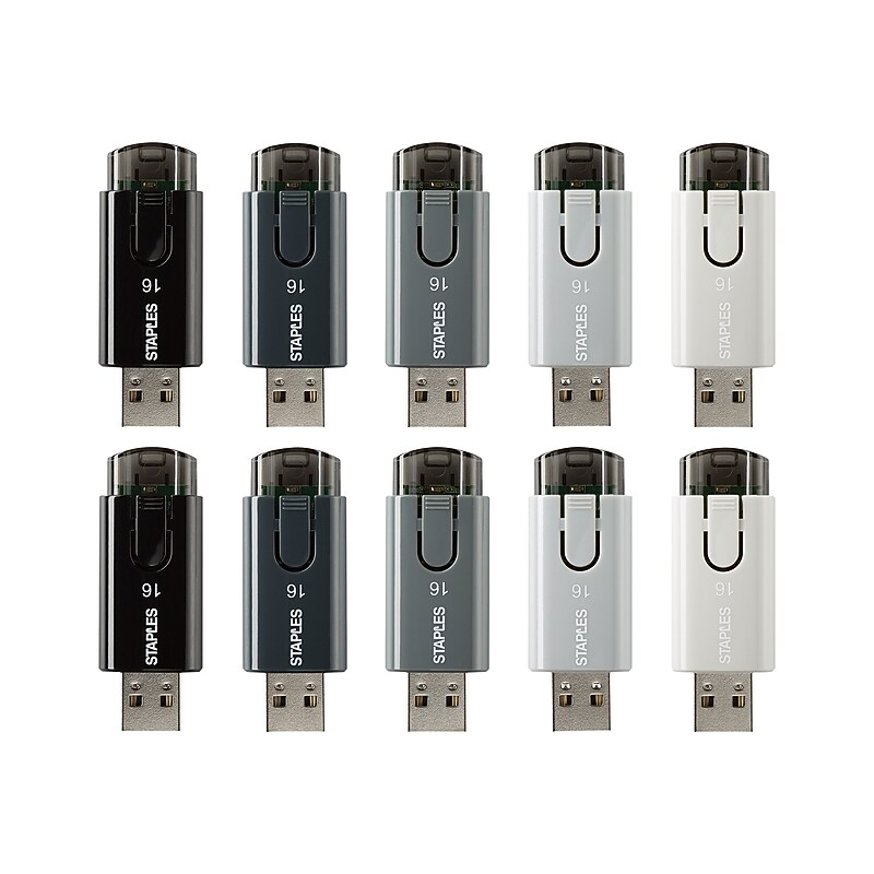 Staples 16GB USB 2.0 Type A Flash Drive, Assorted Colors (52548) image 1