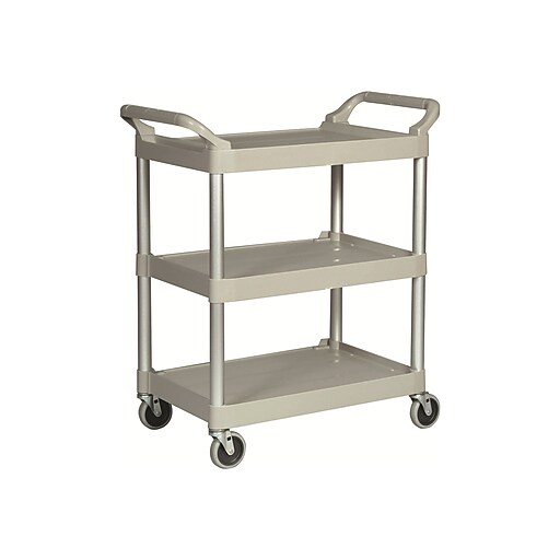 Rubbermaid 3Shelf Plastic/Poly Mobile Utility Cart with Swivel Wheels