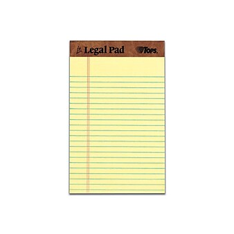 TOPS The Legal Pad Notepads, 5" x 8", Legal, Canary, 50 Sheets/Pad, 12 Pads/Pack (TOP 7501)