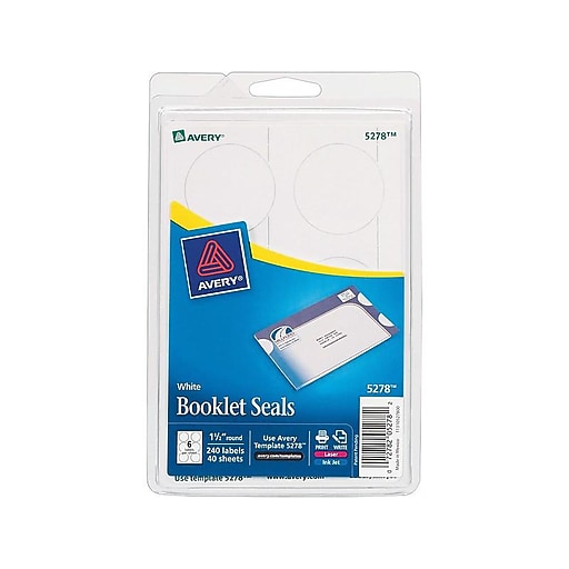 Avery Laser/Inkjet Mailing Seals, 11/2" Diameter, White, 6 Labels