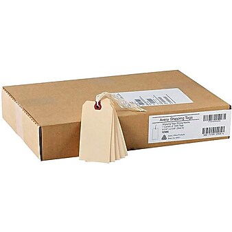 Avery Pre-Strung Price Tags, 4-3/4" x 2-3/8", Manila, 1,000 Tags/Box (12505)