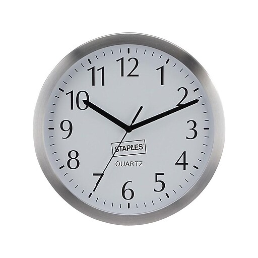 Staples Wall Clock, Aluminum, 10"Dia. (18374) Staples