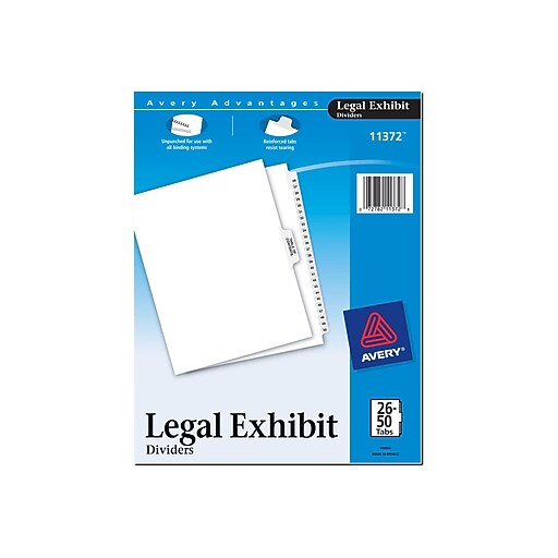 Avery® Legal Exhibit Dividers, 2650 Staples