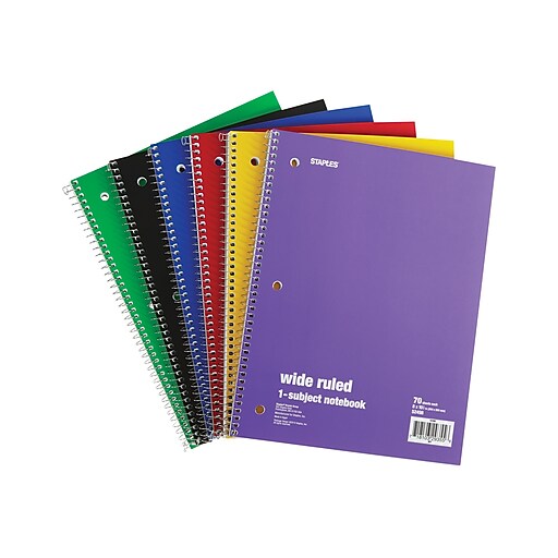 Shop Staples for Staples® 1 Subject Notebook, 8" x 101/2", 6/Pack
