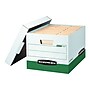 Bankers Box® R-Kive Heavy-Duty FastFold File Storage Boxes, Lift-Off Lid, Letter/Legal Size, White/Green, 12/Carton (07241)~#|#~sp37727010_sc7