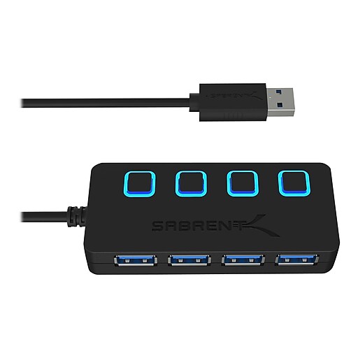 Sabrent 4Port USB 3.0 Hub, Black (HBUMP3) Staples