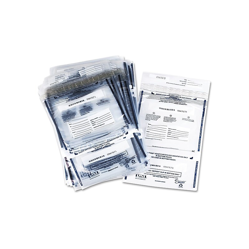 PM Company Dual Deposit Bags, Clear 100/Pack (58008) image 1
