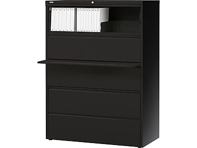 Staples Commercial 42 Wide 5 Drawer Lateral File Cabinet Black Hl8000 At Staples