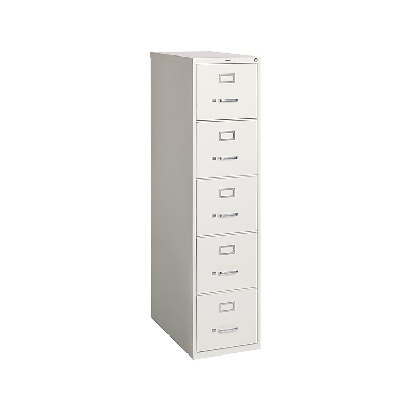 Staples 5 File Drawers Vertical File Cabinet, Locking, Gray, Letter, 26.5"D (21918D) image 1