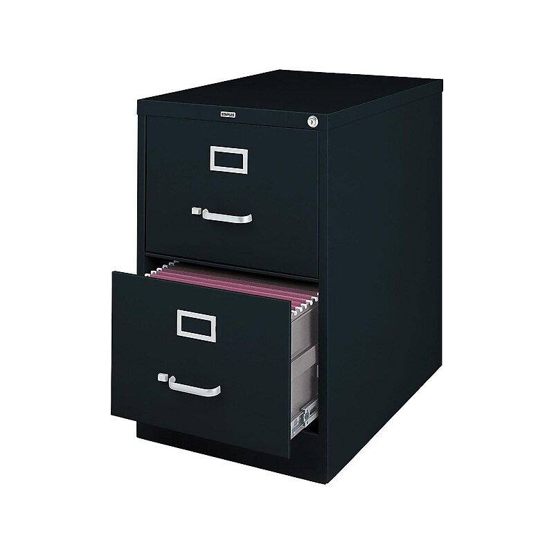 Staples 2 File Drawers Vertical File Cabinet, Locking, Black, Legal, 26.5"D (13447D) image 1
