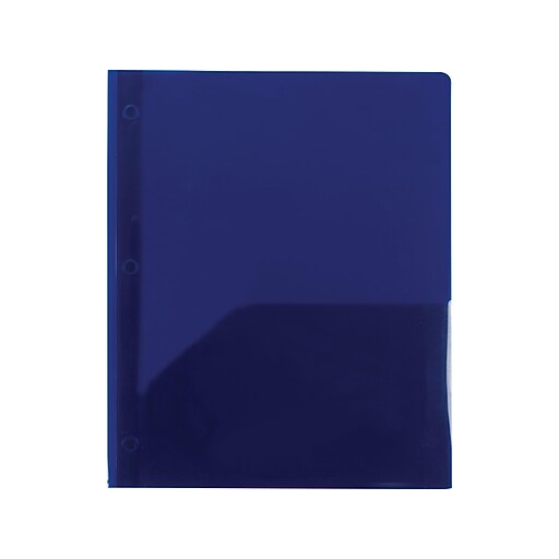 Staples 2Pocket Plastic Presentation Folder with Fasteners, Navy