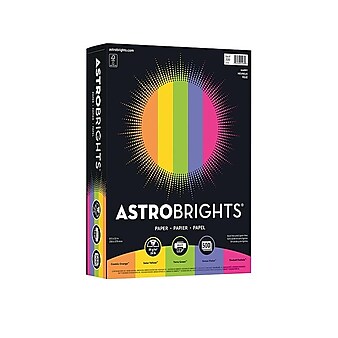 Astrobrights Colored Paper, 24 lbs., 8.5" x 11", Assorted Happy Colors, 500 Sheets/Ream (21289)