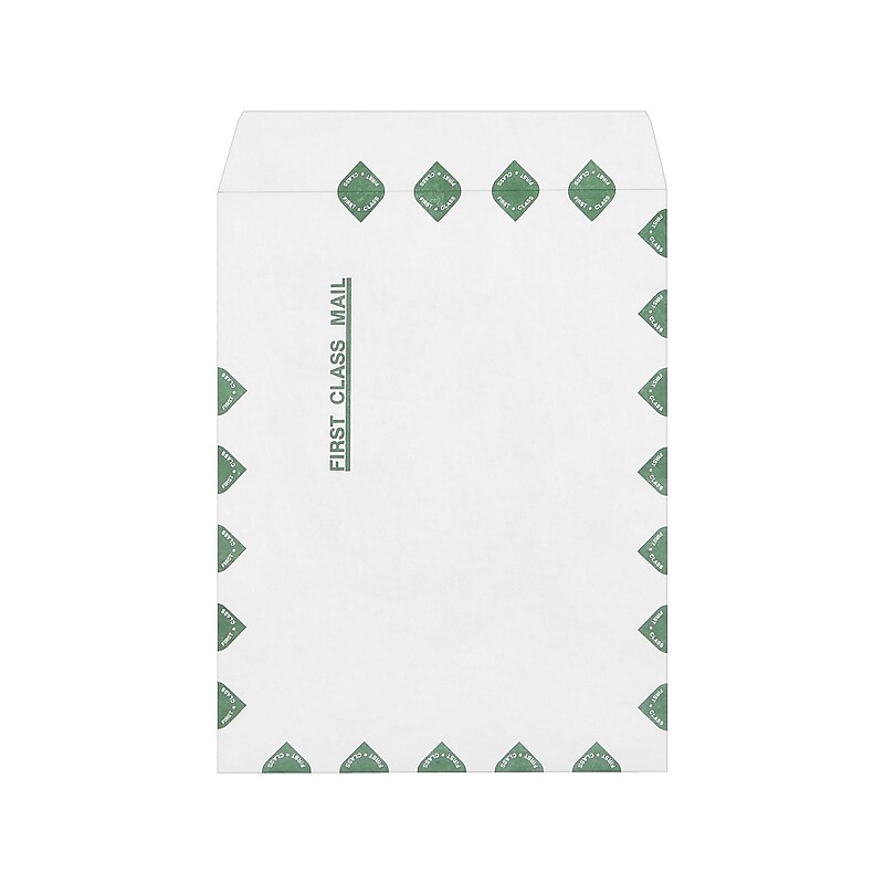 Staples Tyvek EasyClose Catalog Envelopes, 10"L x 13"H, White with Green Diamond Border, 100/Box (ST19855-CC) image 1
