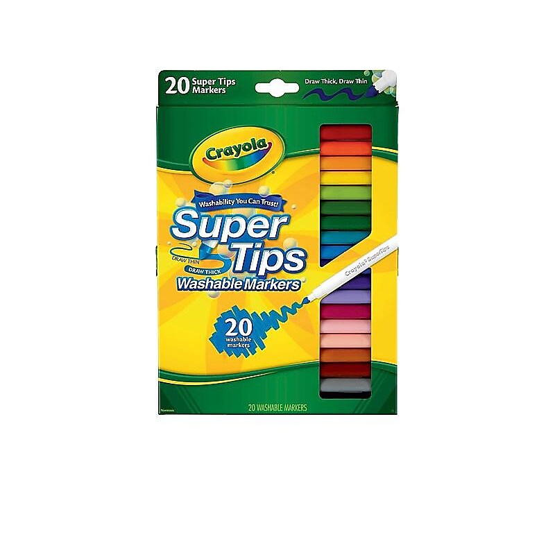 Crayola Super Tips Washable Markers, Fine, Assorted, 20/Pack (58-8106) image 1