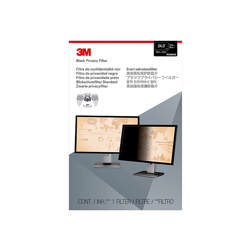 3M Anti-Glare Privacy Filter for 24" Widescreen Monitor, 16:10 Aspect Ratio (PF240W1B) image 1