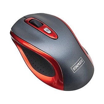 Staples 26504 Wireless Optical Mouse, Red
